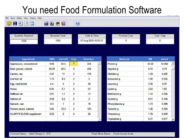 beef formulation software